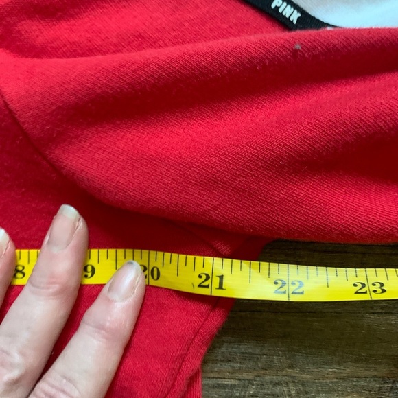 PINK Victoria s Secret red zip-up hoodie Y2K white stripe snap details sz L - Picture 4 of 14